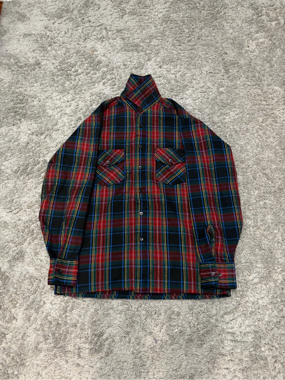Vintage 80s Van Heusen Winterweights Tartan Plaid Flannel Shirt M.